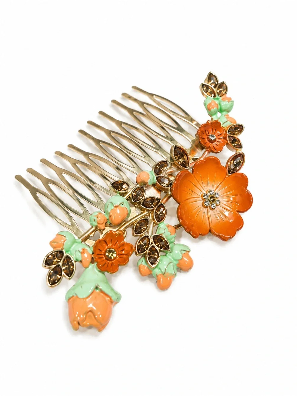 Vintage Euro Disney Enamel Floral Hair Comb